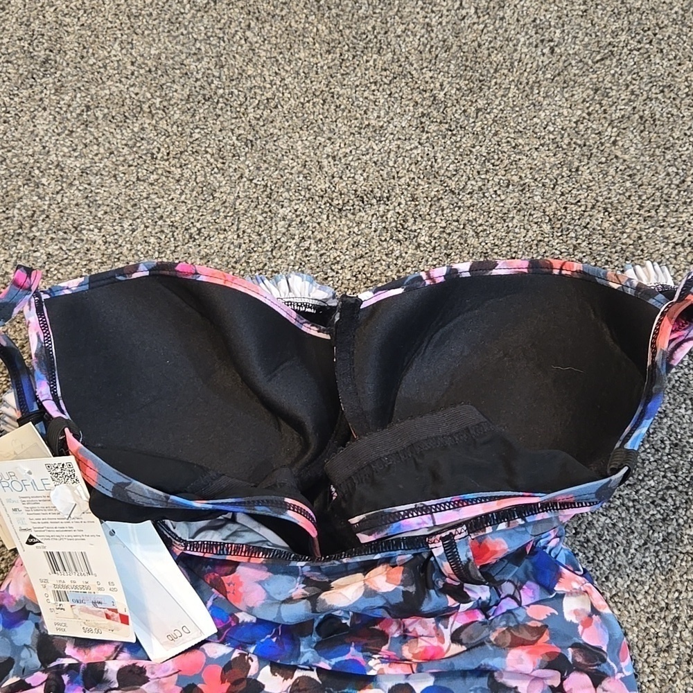 NWT Profile By Gottex Women Floral Bra Top Tankini One Piece Swimsuit Sz 34D - Picture 6 of 9
